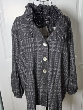 Andria Lieu Collection 2X NWT Art to Wear Textured Jacket Made in USA Ruffle